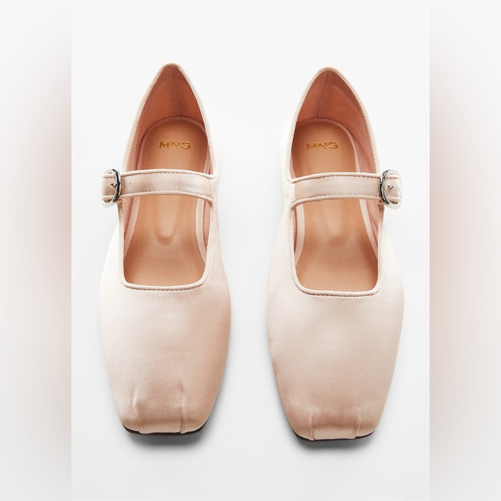 Mango Baby Pink Satin Mary Jane Flats